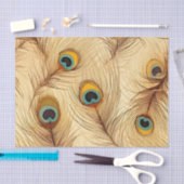 ヴィンテージ素朴ピーコックフェザープリント 薄葉紙 (クラフト)