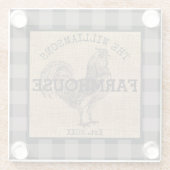 ヴィンテージ素朴ファミリーネームファームハウスロースタープレイド ガラスコースター (裏面)