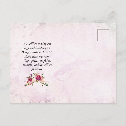 ヴィンテージ素朴ファミリ懇親会フローラツリースライス インビテーションポストカード (裏面)