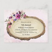 ヴィンテージ素朴ファミリ懇親会フローラツリースライス インビテーションポストカード (正面)