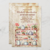 ヴィンテージ素朴ファームハウスキッチン90誕生日 招待状 (正面/裏面)