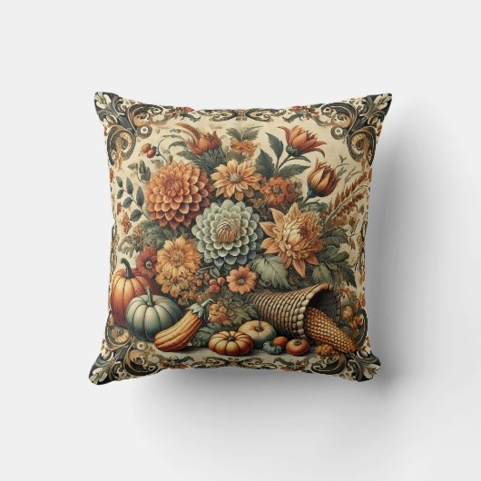 ヴィンテージ素朴ファームハウス秋オータムカントリー クッション (裏面)
