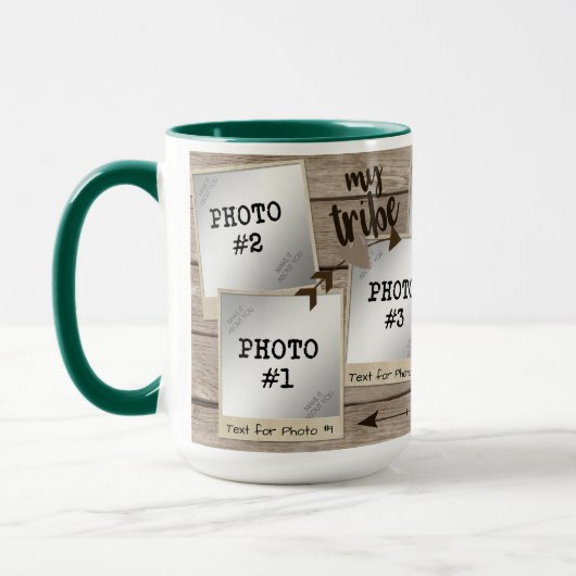 ヴィンテージ素朴フォトフレームコラージュ木材MY TRIBE マグカップ (左)