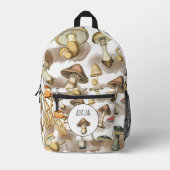 ヴィンテージ素朴フォレストマッシュルーム名前をカスタムする プリントバックパック (正面)