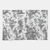 ヴィンテージ素朴フフランスのァームトイルブラック&ホワイト キッチンタオル (横)