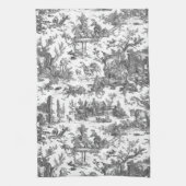 ヴィンテージ素朴フフランスのァームトイルブラック&ホワイト キッチンタオル (縦)