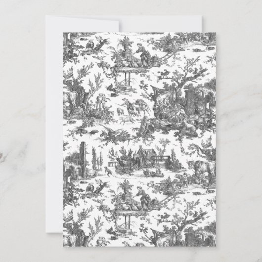 ヴィンテージ素朴フフランスのァームトイルブラック&ホワイト ノートカード (裏面)