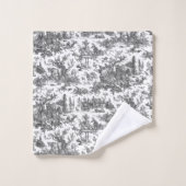 ヴィンテージ素朴フフランスのァームトイルブラック&ホワイト バスタオルセット (ウォッシュタオル)