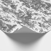 ヴィンテージ素朴フフランスのァームトイルブラック&ホワイト ラッピングペーパー (角)