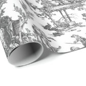 ヴィンテージ素朴フフランスのァームトイルブラック&ホワイト ラッピングペーパー (ロールコーナー)