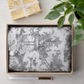 ヴィンテージ素朴フフランスのァームトイルブラック&ホワイト 薄葉紙 (ギフト)