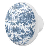 ヴィンテージ素朴フフランスのァームトイルブルー&ホワイト セラミックノブ (右)