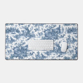 ヴィンテージ素朴フフランスのァームトイルブルー&ホワイト デスクマット (キーボード&マウス)