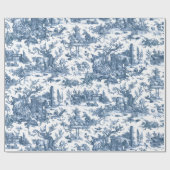 ヴィンテージ素朴フフランスのァームトイルブルー&ホワイト ラッピングペーパー (フラット)