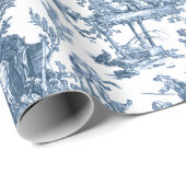 ヴィンテージ素朴フフランスのァームトイルブルー&ホワイト ラッピングペーパー (ロールコーナー)