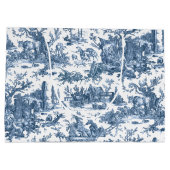 ヴィンテージ素朴フフランスのァームトイルブルー&ホワイト ラージペーパーバッグ (裏面)