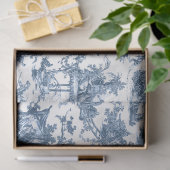 ヴィンテージ素朴フフランスのァームトイルブルー&ホワイト 薄葉紙 (ギフト)