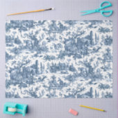 ヴィンテージ素朴フフランスのァームトイルブルー&ホワイト 薄葉紙 (クラフト)