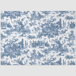 ヴィンテージ素朴フフランスのァームトイルブルー&ホワイト 薄葉紙