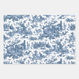 ヴィンテージ素朴フフランスのァームトイルブルー，赤，黒 ラッピングペーパーシート