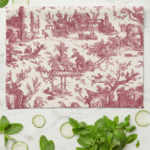 ヴィンテージ素朴フフランスのァームトイルレッド&タン キッチンタオル (折り畳み)