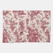 ヴィンテージ素朴フフランスのァームトイルレッド&タン キッチンタオル (横)