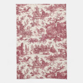 ヴィンテージ素朴フフランスのァームトイルレッド&タン キッチンタオル (縦)