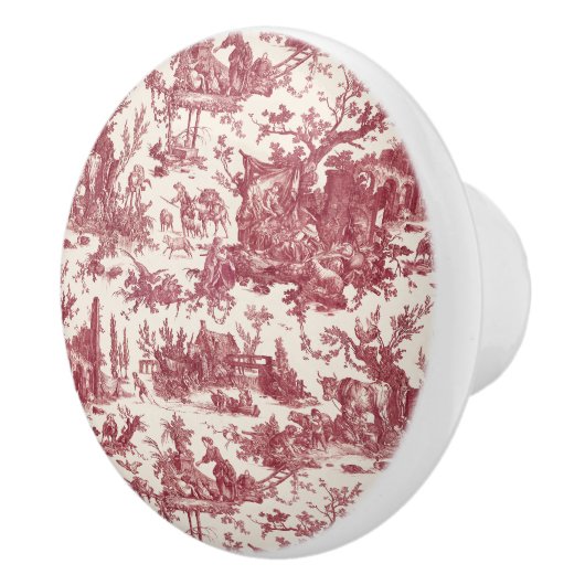 ヴィンテージ素朴フフランスのァームトイルレッド&タン セラミックノブ (右)