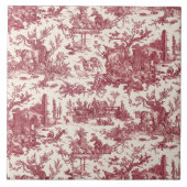 ヴィンテージ素朴フフランスのァームトイルレッド&タン タイル (正面)