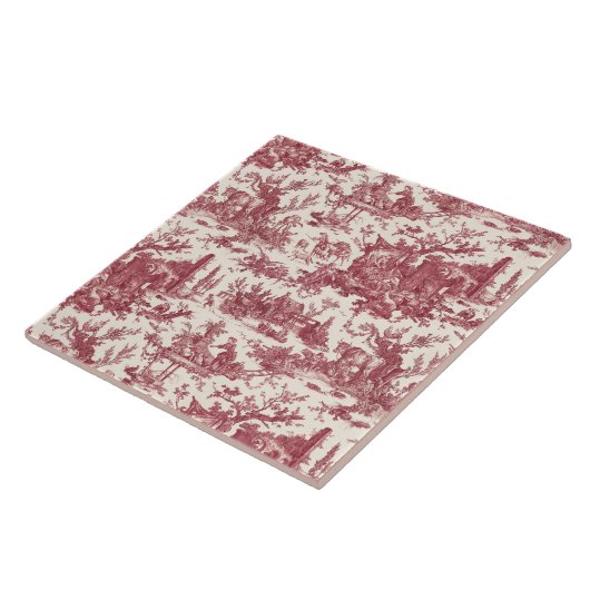 ヴィンテージ素朴フフランスのァームトイルレッド&タン タイル (側面)