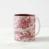 ヴィンテージ素朴フフランスのァームトイルレッド&タン ツートーンマグカップ (正面右)