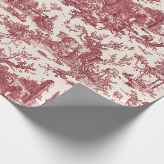 ヴィンテージ素朴フフランスのァームトイルレッド&タン ラッピングペーパー (角)