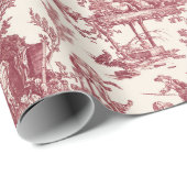 ヴィンテージ素朴フフランスのァームトイルレッド&タン ラッピングペーパー (ロールコーナー)