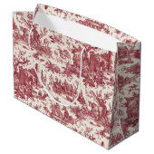 ヴィンテージ素朴フフランスのァームトイルレッド&タン ラージペーパーバッグ (裏面アングル)