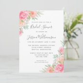 ヴィンテージ素朴フラワーピンクサンゴブライダルシャワー 招待状 (スタンド正面)