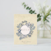 ヴィンテージ素朴フラワーフローラウェディングRSVP インビテーションポストカード (スタンド正面)