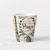 ヴィンテージ素朴フランスのな蝶パリエッフェル塔 カフェラテマグ (正面)