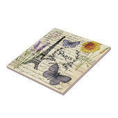 ヴィンテージ素朴フランスのな蝶パリエッフェル塔 タイル (側面)