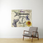 ヴィンテージ素朴フランスのな蝶パリエッフェル塔 タペストリー (インサイチュ(横))