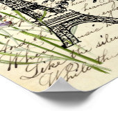 ヴィンテージ素朴フランスのな蝶パリエッフェル塔 ポスター (角)