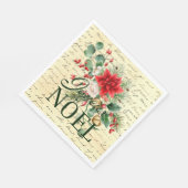 ヴィンテージ素朴フランスのジョユーノエル スタンダードランチョンナプキン (角)