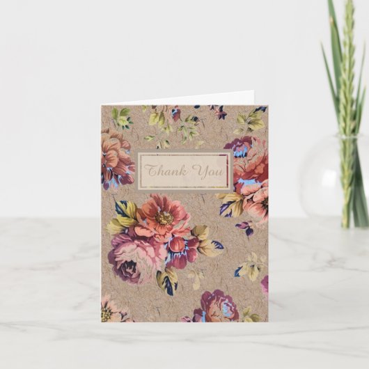 ヴィンテージ素朴フローラありがとう サンキューカード (正面)
