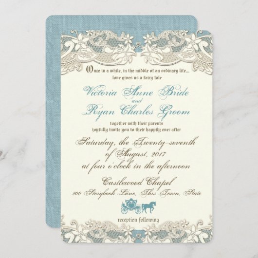 ヴィンテージ素朴フローラおとぎ結婚話 招待状 (正面/裏面)