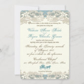 ヴィンテージ素朴フローラおとぎ結婚話 招待状 (正面)