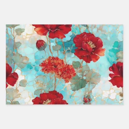 ヴィンテージ素朴フローラの引出しライナー ラッピングペーパーシート (正面)