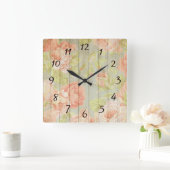ヴィンテージ素朴フローラウッドバラ スクエア壁時計 (ホーム)