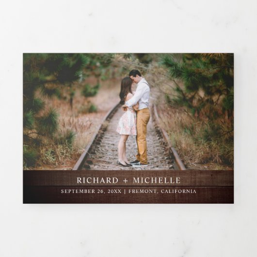 ヴィンテージ素朴フローラウッドランタン結婚ズ 三つ折り招待状 (カバー)