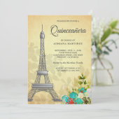 ヴィンテージ素朴フローラエッフェルタワーキンセアニェラ 招待状 (スタンド正面)
