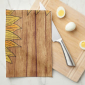 ヴィンテージ素朴フローラエレガントウッドアートサンフラワー キッチンタオル (四つ折り)