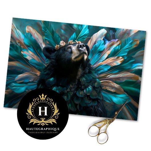 ヴィンテージ素朴フローラクラウンクイーンベアデクページ 薄葉紙